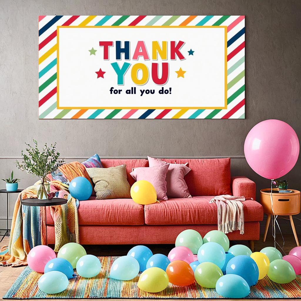 Thank You Banner Vibrant Colors Thank You Card Bold Fonts Recognition Banner for Employee Recognition Recognition Ceremony