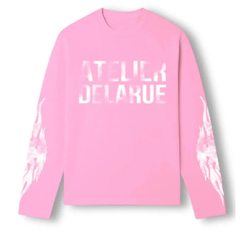 2026 new ATELIER printed round neck ruffian handsome long sleeve letter printed T-shirt versatile casual style