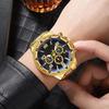 Men'S Watch Steel Belt Quartz Watch False Three-Eye Blue Light Large Dial Business Fashion Men'S Watch