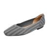 Square Head Shallow Mouth Knitted Flat Shoes Soft Sole Flying Woven Egg Roll Shoes Large Size Work Single Shoes Women