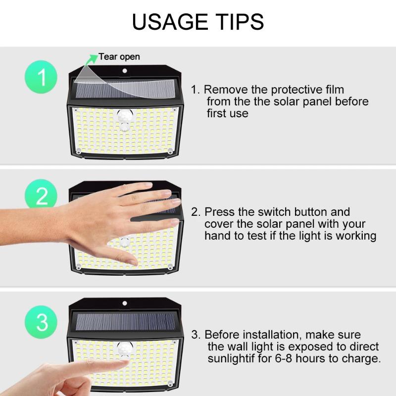158 LED Solar Wall Lights Outdoor Ecurity Light Motion Sensor Waterproof 3 Modes Courtyard Wall Lamp Garden Decor Garage Lamp