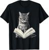 Funny Graphic T-Shirt Featuring a Cat and Books - Perfect for Book Lovers