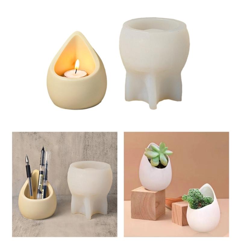 Versatile Concrete Silicone Mold Raindrop Shaped Pen Holder Moulds DIY Candle Holder Mould Silicone Material for Crafts