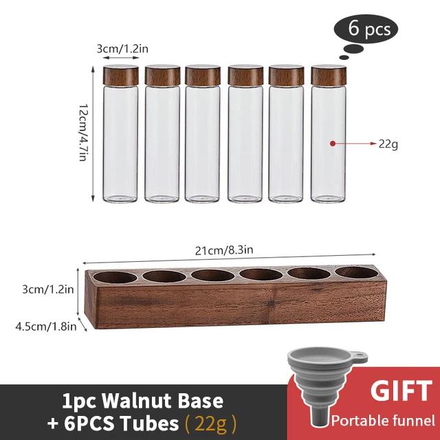 Solid Wood Coffee Bean Tube Display Rack Glass Single Dose Espresso Accessories Coffee Utensils Sets Barista Tools Gifts