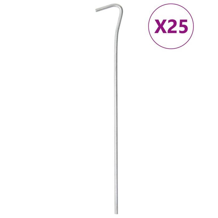 VidaXL Tent Pegs 25 Pcs 23 Cm Ø4 Mm Galvanized Steel, Ground Stake, Ground Anchor, Heavy-Duty Camping Peg, 4009331