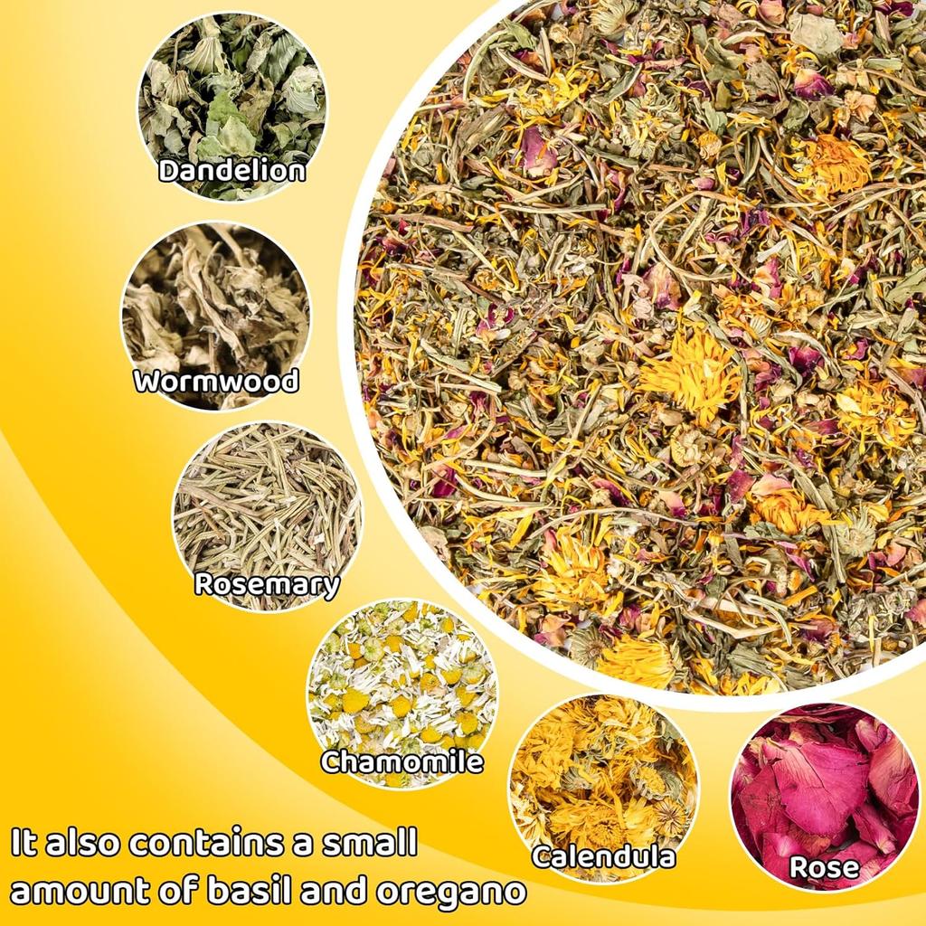 MAQIHAN Hamster Bedding Odor Control - 150G Hamster Sprays and Forage Flowers & Herbs Substrate Hamsters Cage Accessories for Dwarf Hamsters,Gerbil