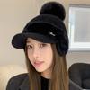 Warm Women's Autumn and Winter Ponytail Knitted Baseball Cap Thickened Outdoor Riding Cold Ear Protection Cap