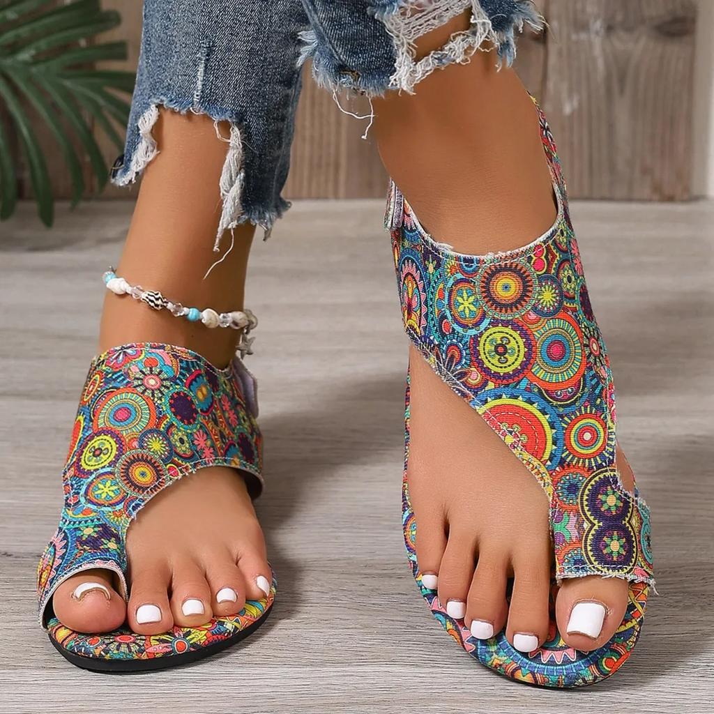 Women Flat Sandals Comfortable Flats Sandals Printed Bohemia Roman Style Shoes for Women Fashion Shoes Sandalias