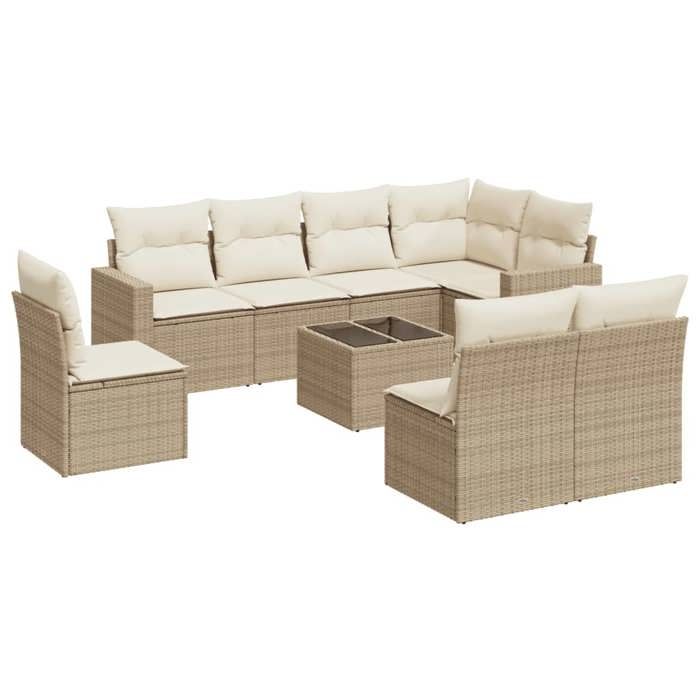 VidaXL Salon de Jardin avec Coussins 9 pcs, Canapés avec Pieds Réglables, Ensemble de Meubles d'Extérieur Patio Terrasse, 3251415