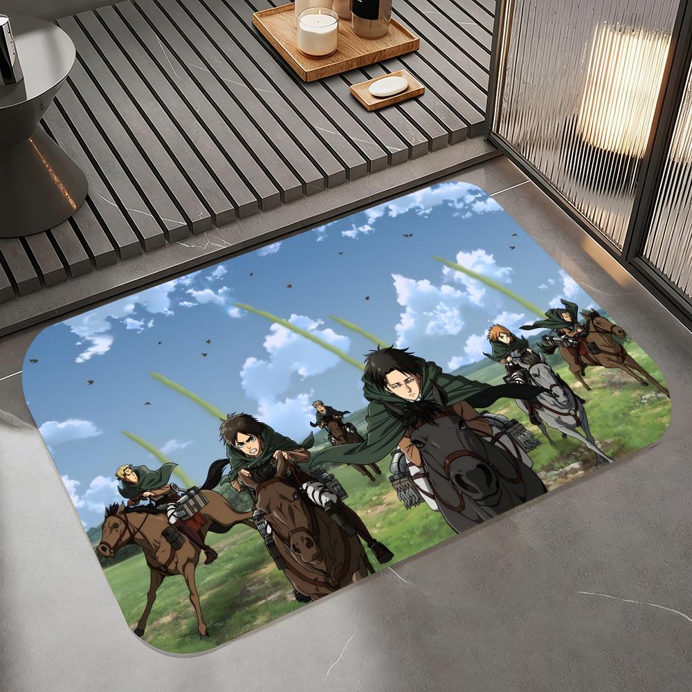 Anime A-Attack On Titan Floor Mat Diatomite Bath Mat, Quick Dry Absorbent Non-Slip Door Mat