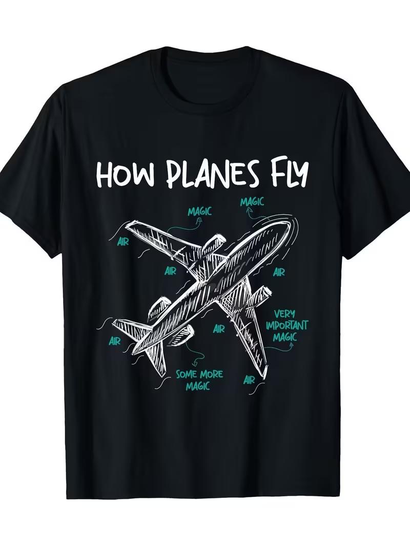 Adult and Childrens Retro Graffitistyle Streetbusting Airplane Magic Pure Cotton Tshirt Casual Lines Playful Text S