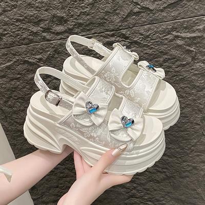 Chic and Elegant Woman Heeled Shoes 2024 Summer Luxury Designer Platform Sandals Girls Rome Casual Black Gladiator Wedge Fashion