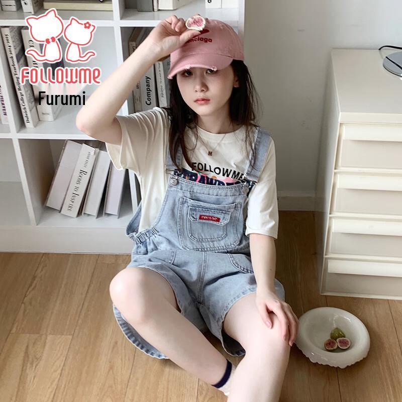 Girls' Summer Denim Overall Shorts