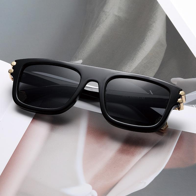 Retro box black frame sunglasses outdoor travel UV protection trend sunglasses versatile decorative sunshade glasses