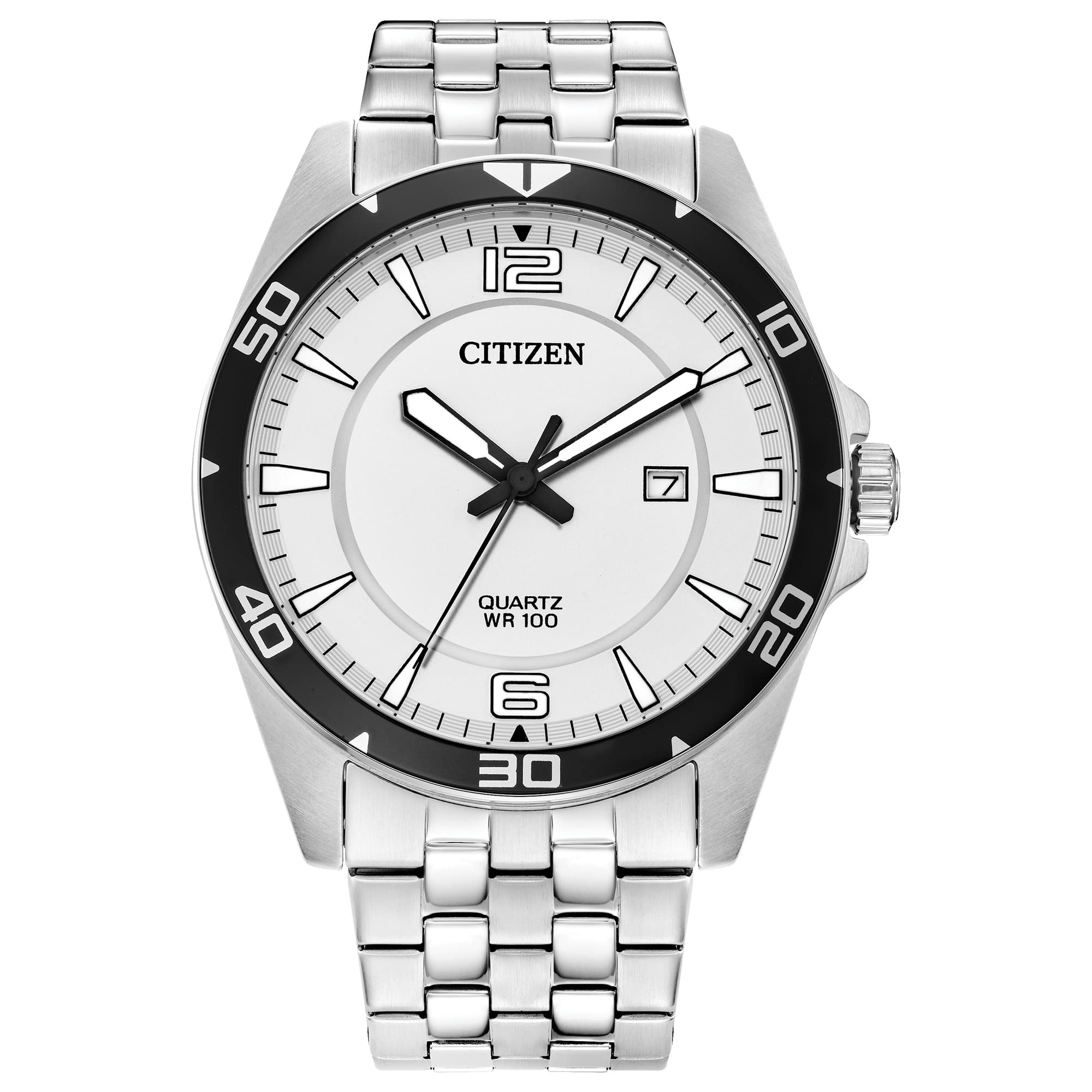 Citizen Quartz Men s Stainless Steel Classic Watch Silver-tone Bracelet White Dial