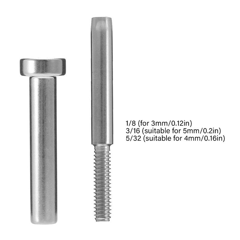 1/8" Edelstahl Unsichtbarer Empfänger und Pressklemmen-Endstück für 1/8-Zoll-Kabelgeländer, Gewindeendstück für Terrassentreppen