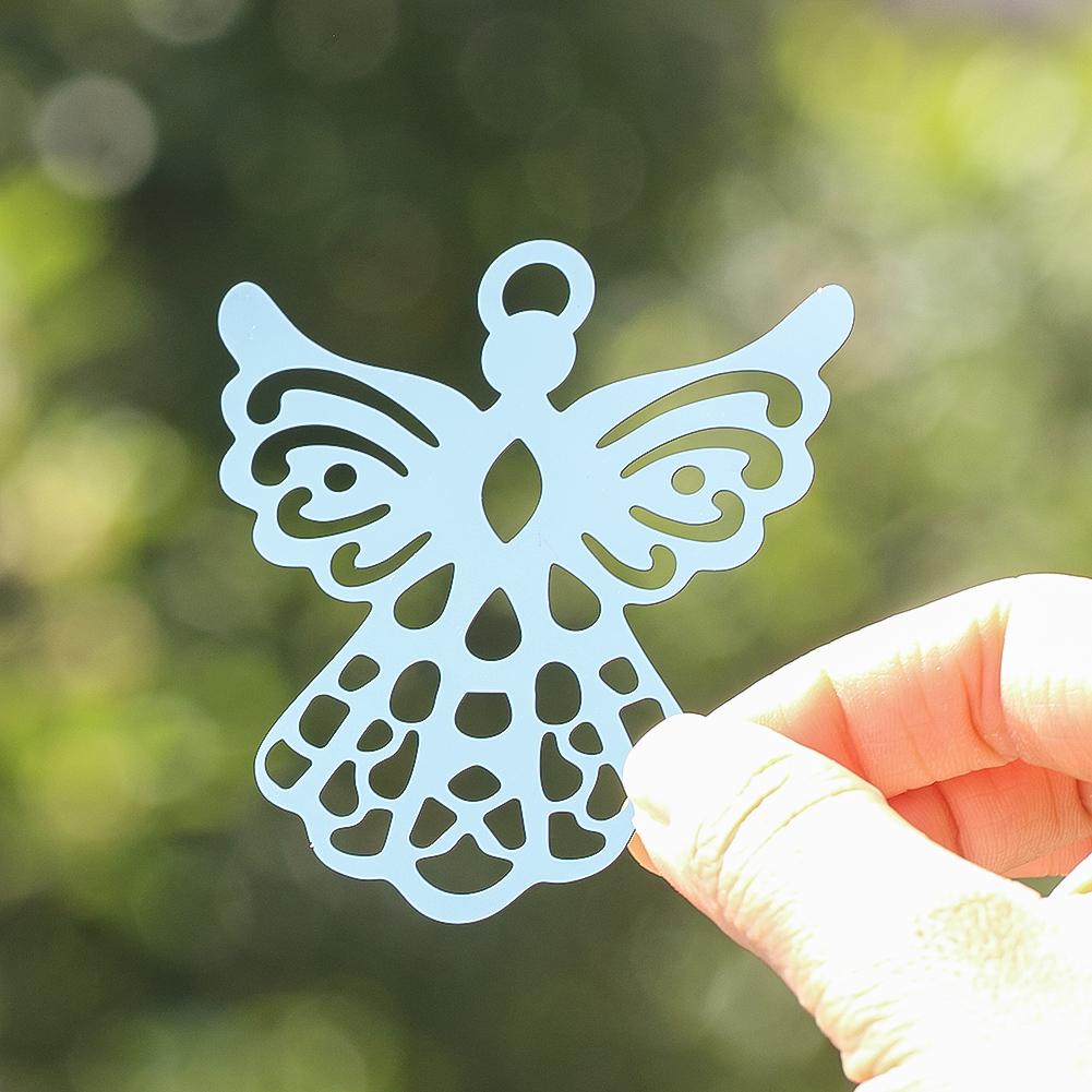 2PCS Angel Wing Hanging Suncatcher Religious DIY Metal Wind Chimes Spinner Connector Pendant Mirror Garden Decor Bird Deterrent