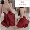 Sexy Cross Backless Deep V Seduction Lace Splicing Satin Nightdress Robe Women's Home Suit