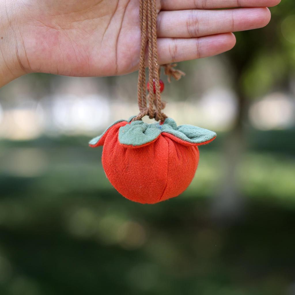 Persimmon Ruyi Scented Sachet: Mosquito Repellent Mugwort Coin Purse & Portable Car Ornament.