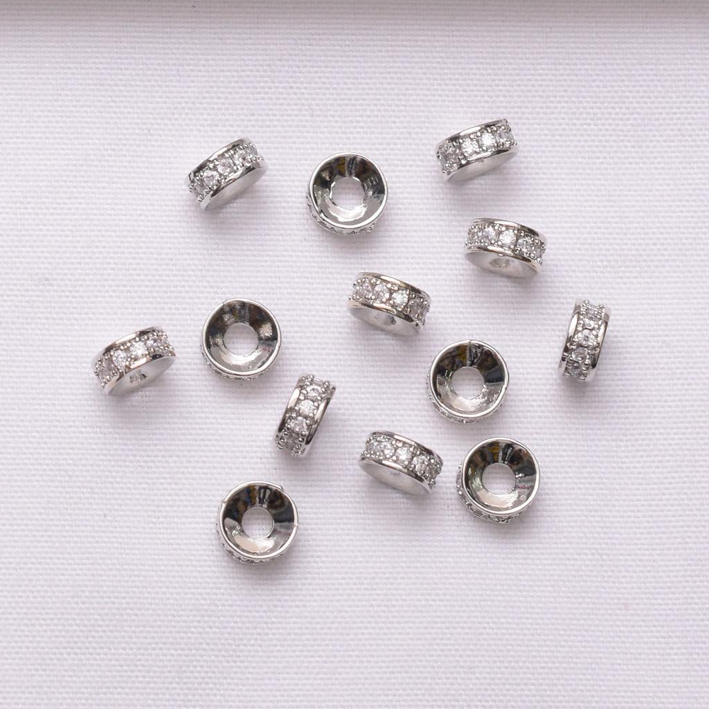 10pcs 18K Gold-Wrapped Color-Preserving Zircon Septum Bracelet Loose Beads Diy Handmade Beaded Bracelet Jewelry Accessories Beads