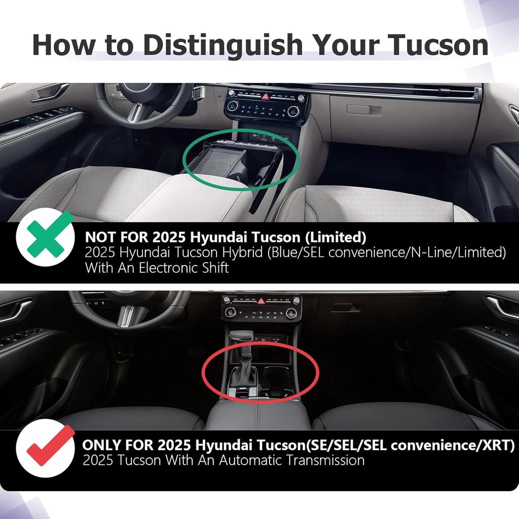 Center Console Organizer Compatible With 2025 2026 Hyundai Tucson SEL/SE Armrest Storage Box Armrest Console Organizer 2025 Tucson Accessories (ONLY