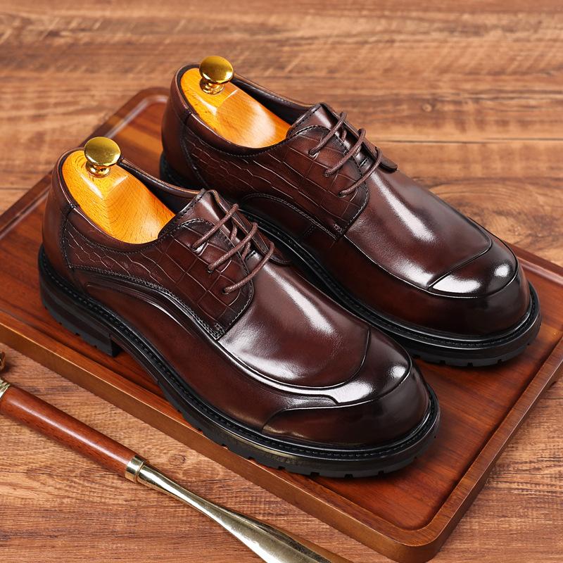 Luxury Genuine Leather Mens Business Dress Shoes Black Lace-Up Oxfords Office Wedding Party Formal Shoes for Men