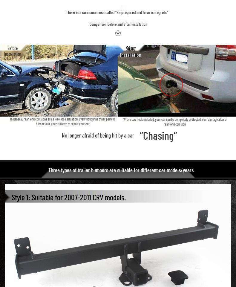 Honda CRV Rear Tow Hitch & Detachable Hook for Modified Trailers