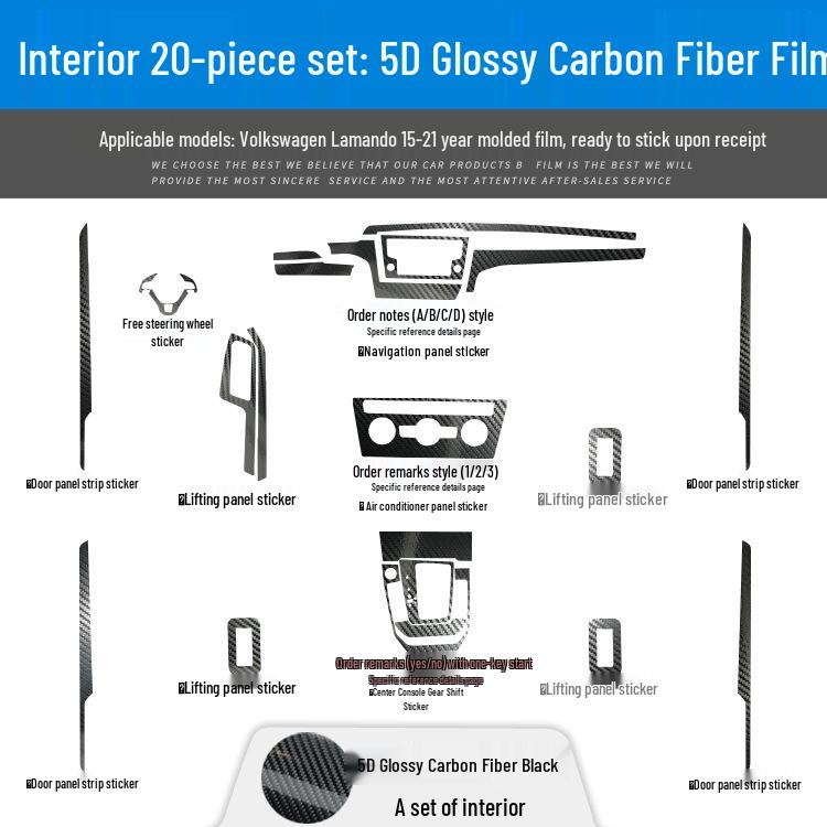 Carbon Fiber Interior Sticker for 2015-2021 Volkswagen Lamando, Free Replacement for Poor Application