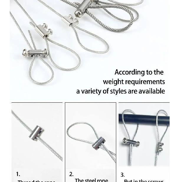 1-4mm Adjustable Stainless Steel Wire Rope Metal Suspension Clamp Used For Hanging Accessories Sling Screws Cable Fixing Tools