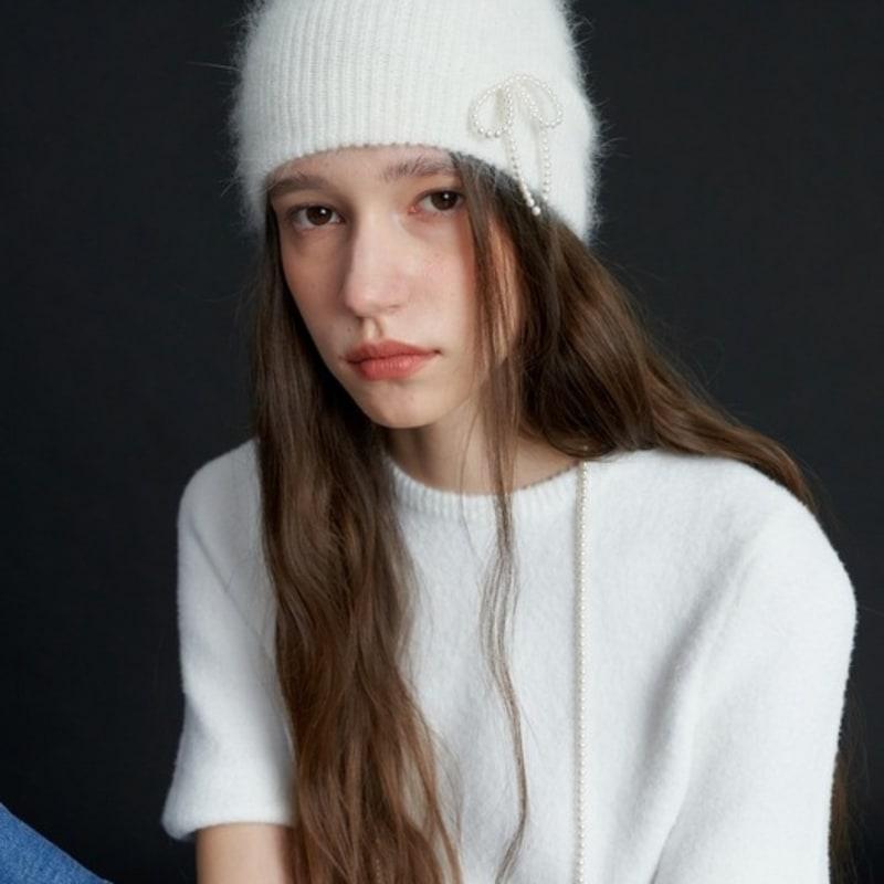 

ЛЮБИ МЕНЯ МОНСТР Жемчужная лента Ангоровая шапочка_5ЦВЕТОВ (L234MCP030) CHARCOAL