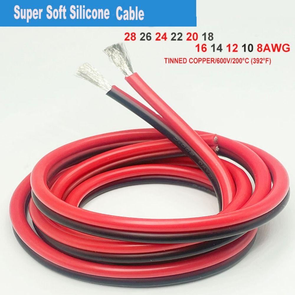 Tinned Copper AWG Electric Wire Solid Cable Universal Soft Silicone Cable Red Black Heat Resistant The Hook Up Assorted Wire Set