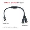 18awg 7A 30CM DC 12V 24V 1 Male To 2 Female 2 Way Splitter Connector DC Power Supply Adapter Extension Cable 5.5x2.1mm