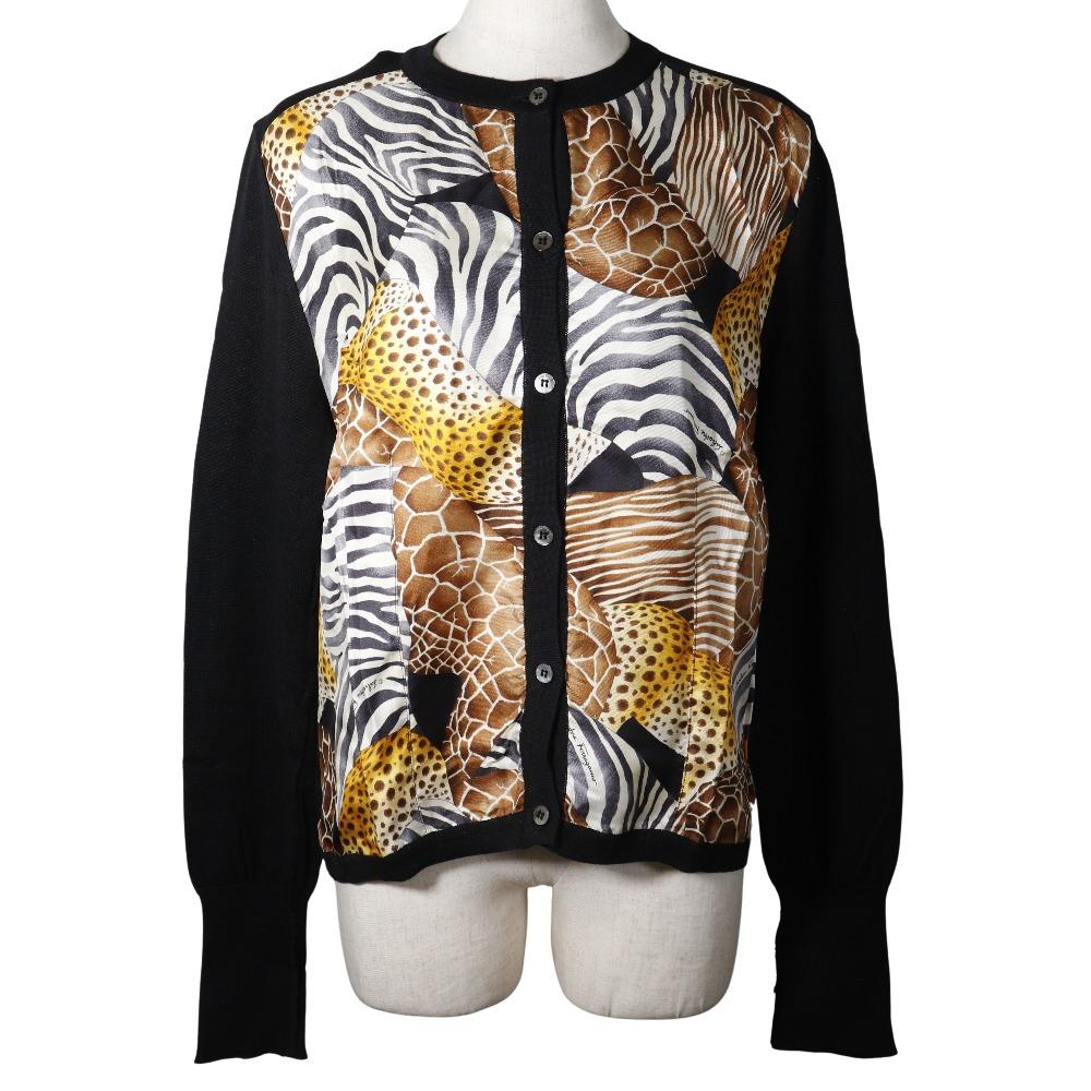 

Salvatore Ferragamo cardigan 136180843 black cotton/silk Leopard Women Used
