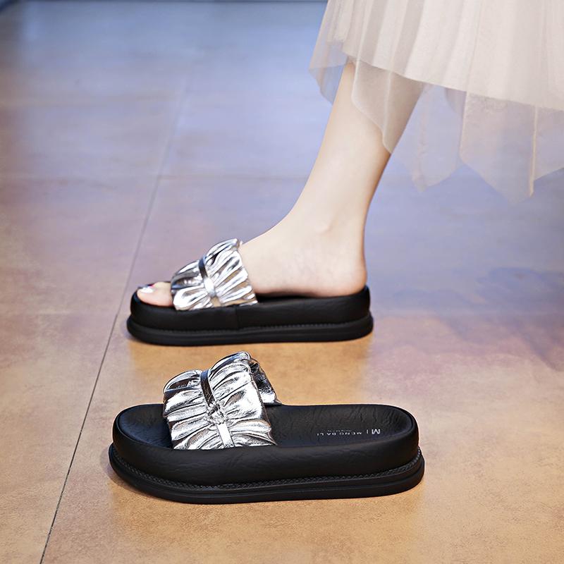 

CRLAYDK Fashion Sandals for Women Slip On Fold Slides Ladies Casual Walking Summer Platform Outdoor Travel Dressy Beach Slippers 35