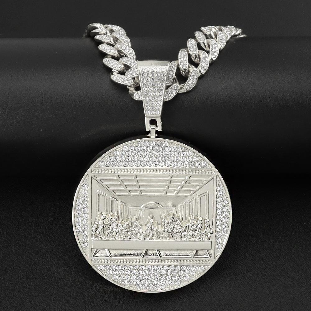 Exaggerated Large Round Pendant Necklace - Trendy Hip Hop Cuban Chain for Men