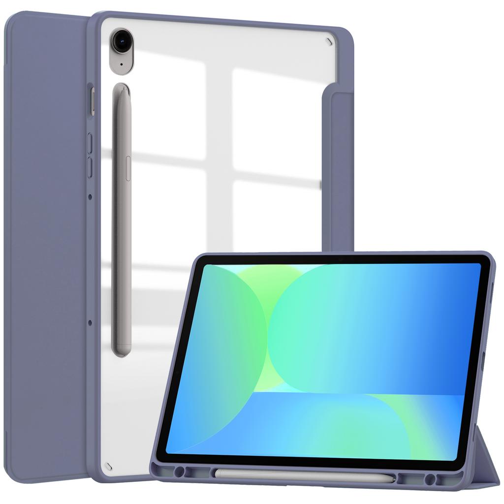 For Samsung Galaxy Tab S10 FE/S9 FE Case Clear Acrylic Leather Tablet Cover Support Auto Sleep/Wake