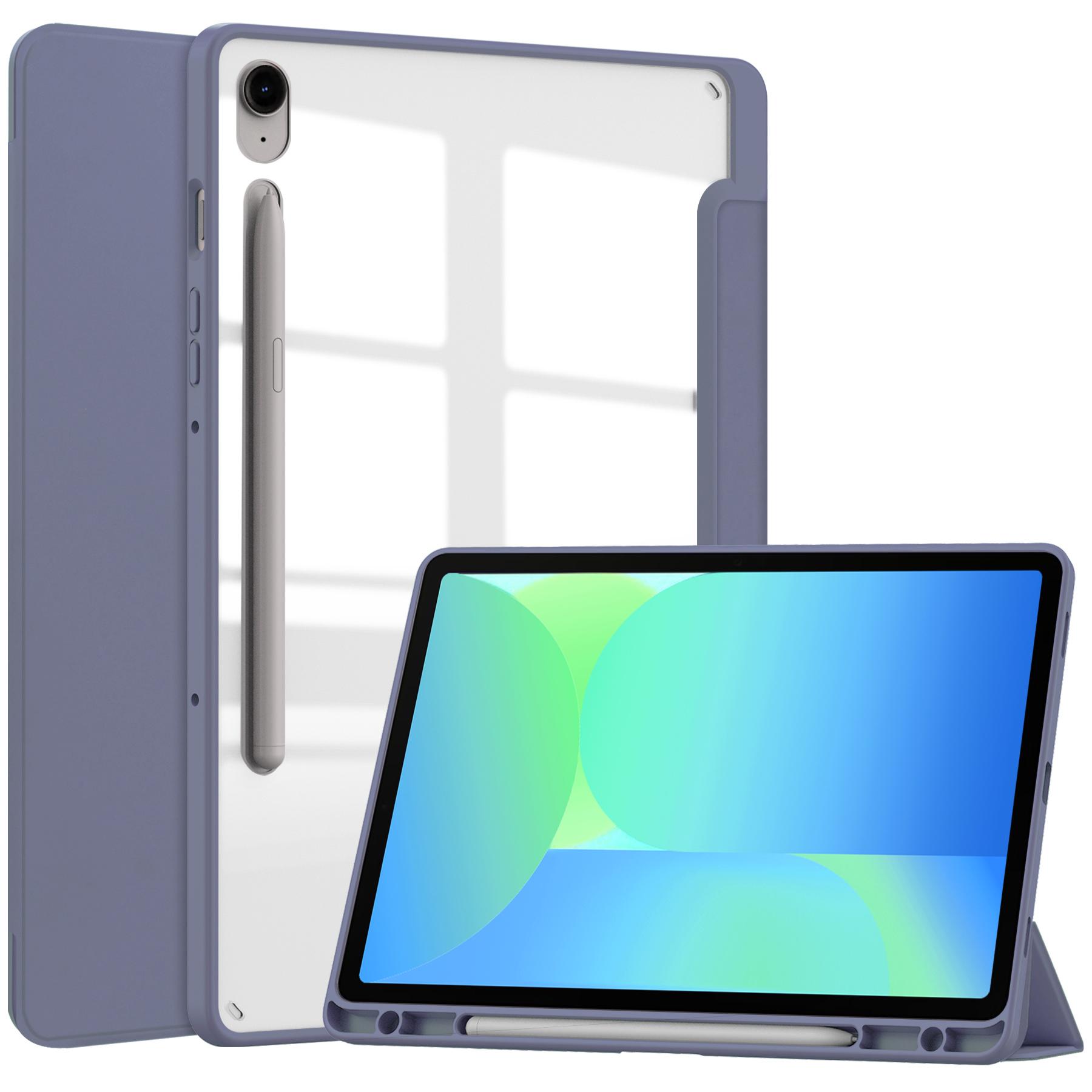 

For Samsung Galaxy Tab S10 FE/S9 FE Case Clear Acrylic Leather Tablet Cover Support Auto Sleep/Wake Purple