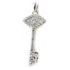 Les Trésors De Lily [M6196] - White 'Fatma Key' Silver Pendant - 28x11 Mm