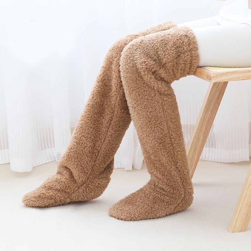 High Sock Knee Slipper Plush Cozy Fuzzy Socks Women Warm Soft Fluffy Thick Gift