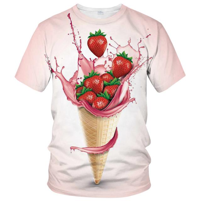 Sommerinteresse Eiscreme-Grafik-T-Shirts für Männer, lässig, persönlichkeitsorientiert, 3D-gedruckt, coole T-Shirts, Hip Hop, Harajuku, O-Ausschnitt, Streetwear-Tops