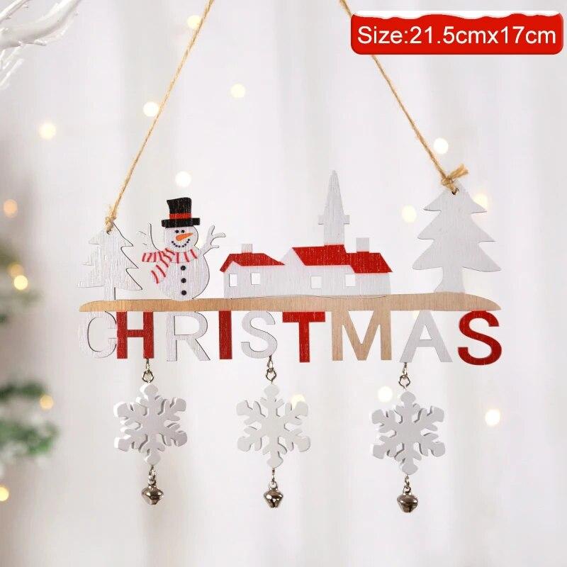 Gnome Santa Claus Wooden Hanging Ornaments 2024 Merry Christmas Decorations for Home Door Xmas Tree Pendants Navidad New Year
