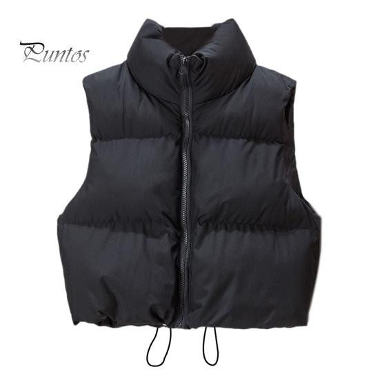 

Зимний женский жилет, пальто, утолщенный, с застежкой-молнией, воротником-стойкой, без рукавов, однотонный, непромокаемый, сохраняющий тепло, уличный пуховик M чёрный