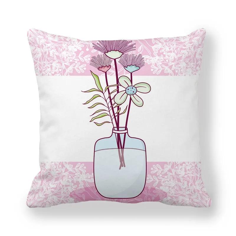 Office Sofa Car Cushion Cover Luxury Home Decor Pillow Cover Purple Hand Painted Cactus Pattern