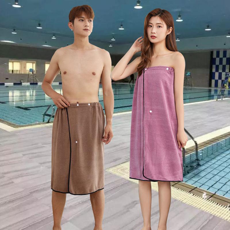 Bath towel couple style one pair of 2pcs men and women can wear or wrap bath skirt home absorbent no lint plus size bathrobe