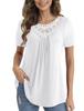 Top Estivo da Donna Taglie Forti con Ruffle in Pizzo a Manica Corta e Cintura (M-4XL)