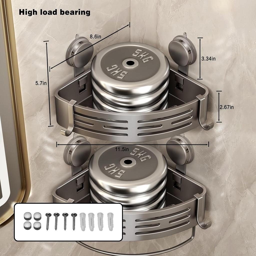 Corner Shower Caddy Suction Cup Shower Shelf Corner No Drilling Bathroom Shower Organizer Storage Rack Adhesive .