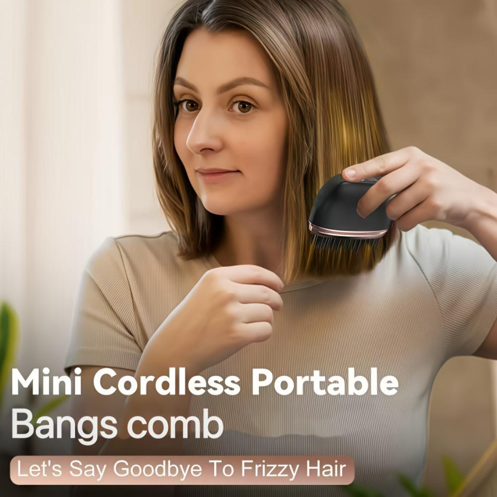 Anti-Scald Shell Mini Cordless Bangs Comb Lightweight Hair Straightener Brush Women