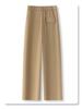 Women's Khaki High Waist Wide Leg Cropped Pants - Spring/Autumn 2025 Casual Slimming Trousers