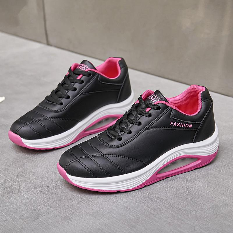 New Leather Women Shoes Fashion Casual White Vulcanize Sneakers Woman Breathable Platform Walking Flats Shoes Zapatillas Mujer