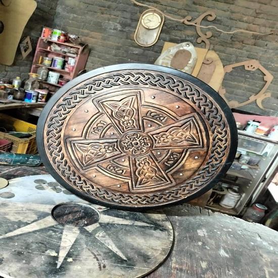 Viking Shield,Celtic Cross,Viking Wall Decor,Wood Wall Art,Handmade Home Decor,Fathers Day Gift For Him,Handmade for Gift Him,Wall Hangings